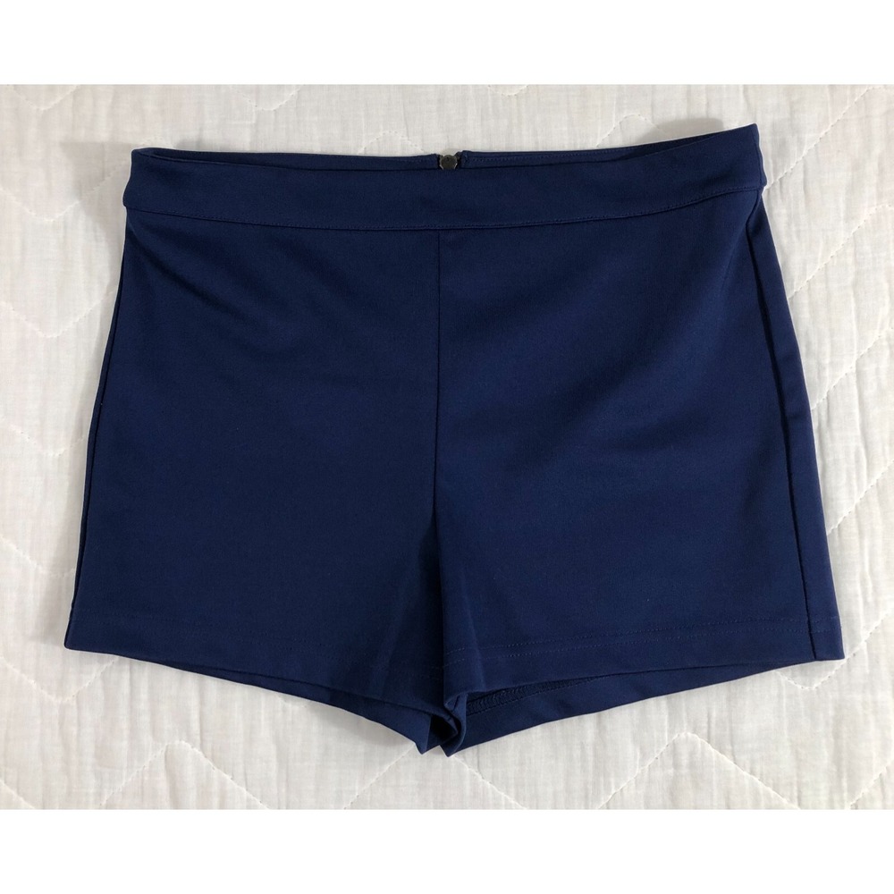 Forever 21 Shorts Womens Large Dark Blue Back Zipper Dressy Mid Rise 2.5" Inseam - Picture 1 of 11